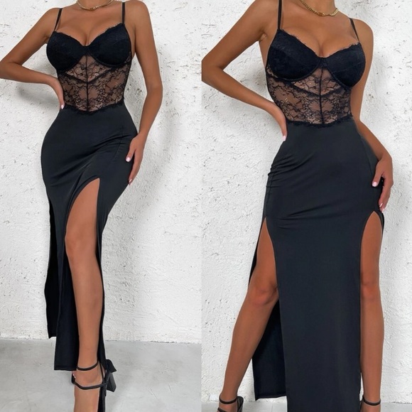 Black lace cami dress - Picture 3 of 4